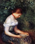 Ренуар Молодая женщина читает сидя 1887г